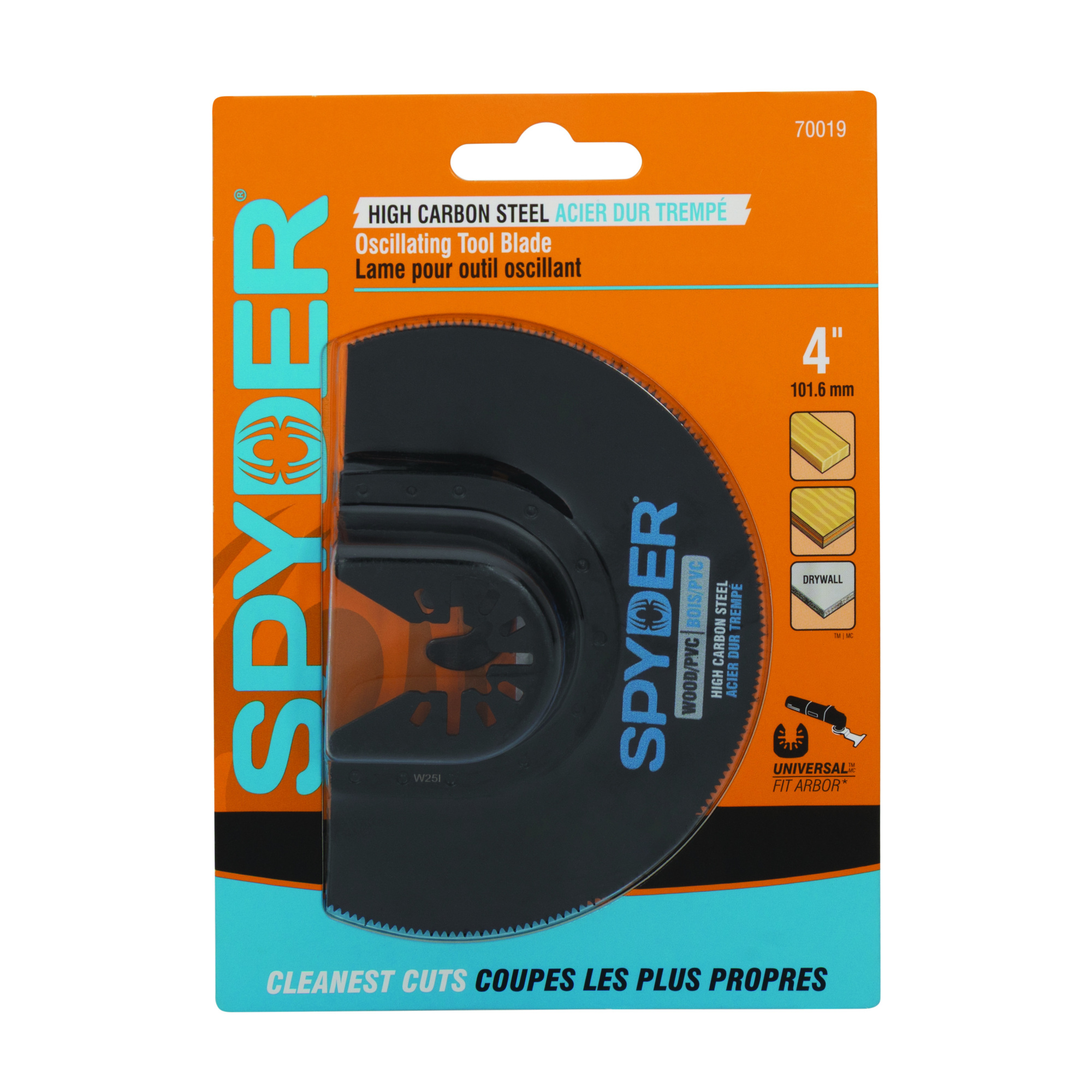 SPYDER 4-Inch Half Moon Oscillating Tool Blade for Clean Wood and PVC 70019